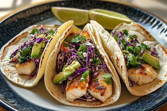 Zesty Kilantro-Lime Lahanası ile Çıtır Mahi Mahi Tacos