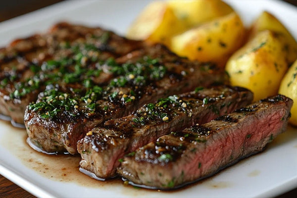 Flat Iron Steak with Garlic Herb Butter