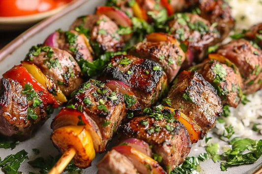 Juicy Akdeniz tarzı ızgara kuzu kabobs