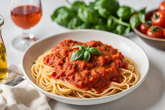 Taze domates ve fesleğen klasik pomodoro sosu