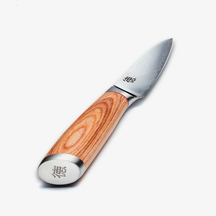 Haruta 4 Inch VG10 Japanese Damascus Steel Paring Knife with Wooden Handle & Scabbard