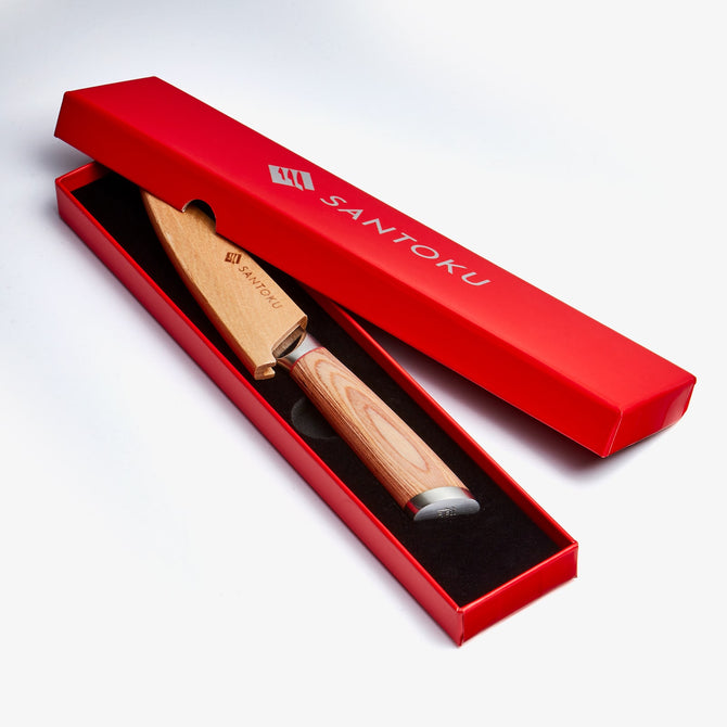 Haruta 6 İnç VG10 Ahşap Saplı ve Kınlı Japon Şam Çelik Sıyırma Bıçağı