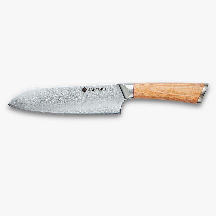 Haruta 7 İnç VG10 Ahşap Saplı ve Kınlı Japon Şam Çelik Santoku Bıçağı